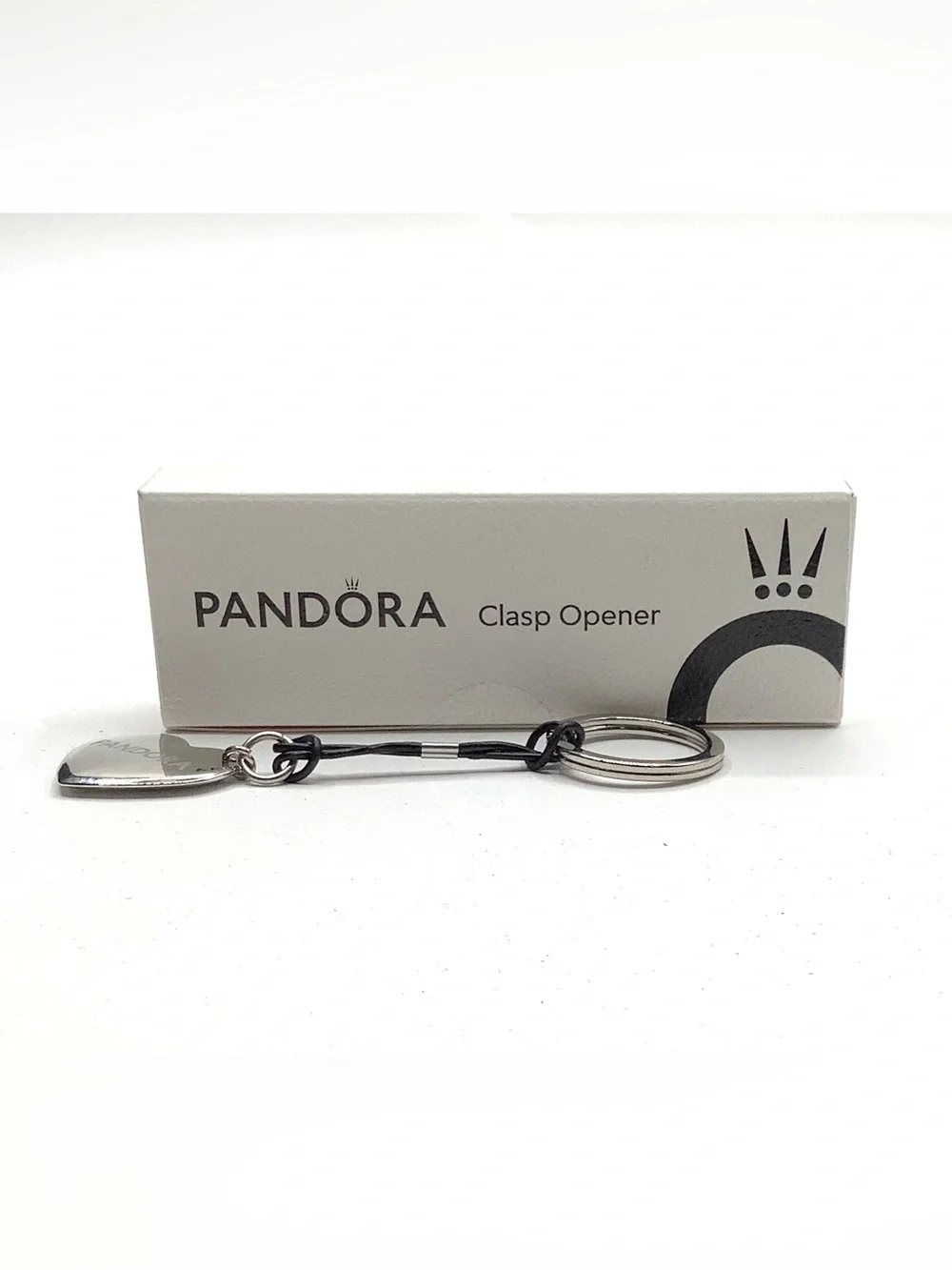Pandora Silver Heart Clasp Opener on Black Cord